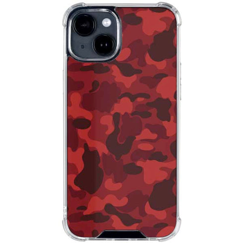 Red Street Camo iPhone 15 Clear Case