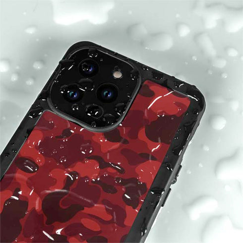 Red Street Camo iPhone 15 Pro Waterproof Case