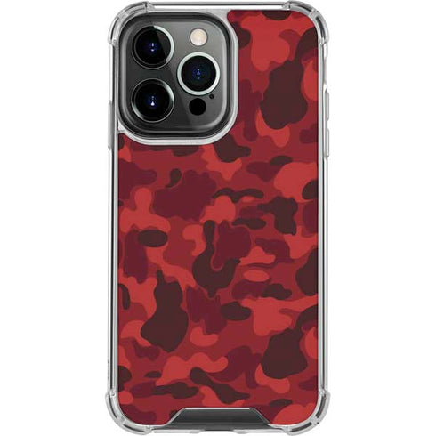 Red Street Camo iPhone 16 Pro Clear Case