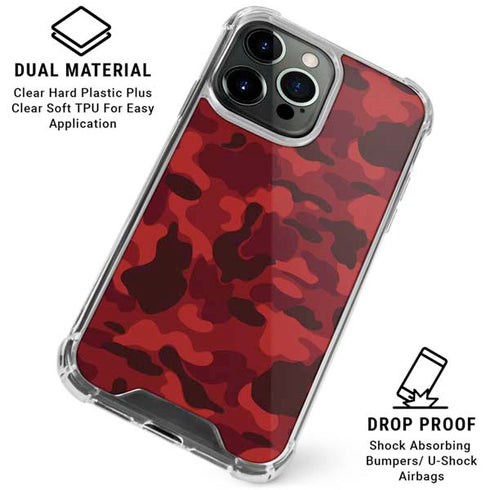 Red Street Camo iPhone 16 Pro Max Clear Case