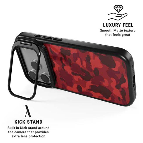 Red Street Camo iPhone 17 Pro Max Kickstand Case