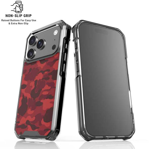 Red Street Camo iPhone 18 Pro Clear Case