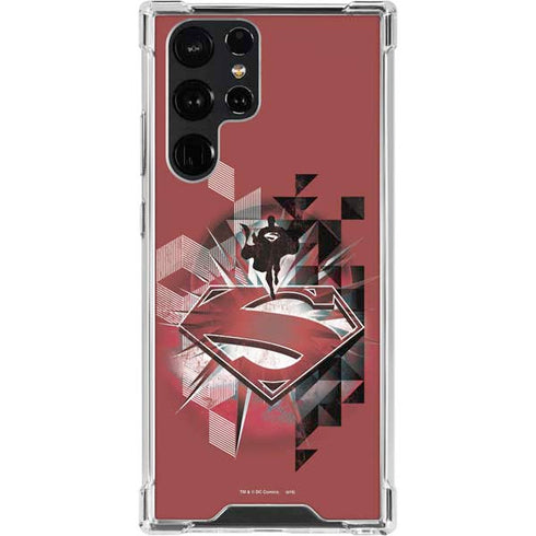 DC Comics Superman Red Pattern Galaxy S23 Ultra Clear Case