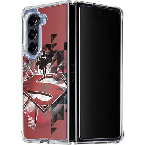 DC Comics Superman Red Pattern Galaxy Z Fold5 5G Clear Case