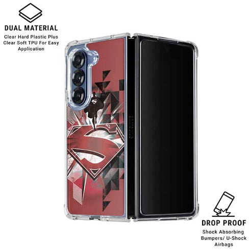 DC Comics Superman Red Pattern Galaxy Z Fold6 Clear Case