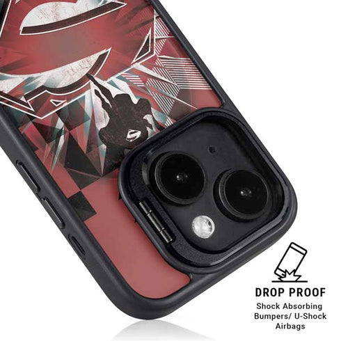 DC Comics Superman Red Pattern iPhone 15 Plus Kickstand Case