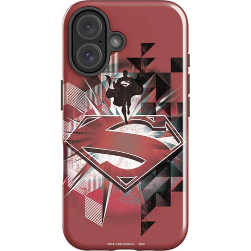 DC Comics Superman Red Pattern iPhone 16 Impact Case