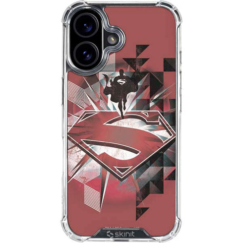 DC Comics Superman Red Pattern iPhone 16 Plus Clear Case