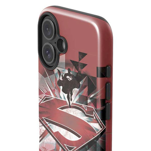 DC Comics Superman Red Pattern iPhone 16 Plus Impact Case