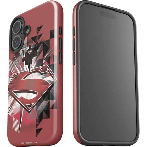 DC Comics Superman Red Pattern iPhone 16 Plus Impact Case