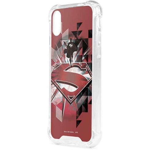 DC Comics Superman Red Pattern iPhone XS Clear Case