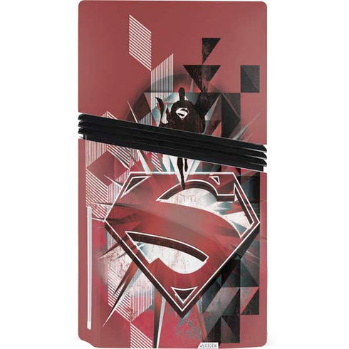 DC Comics Superman Red Pattern PS5 Pro Disk Console Skin