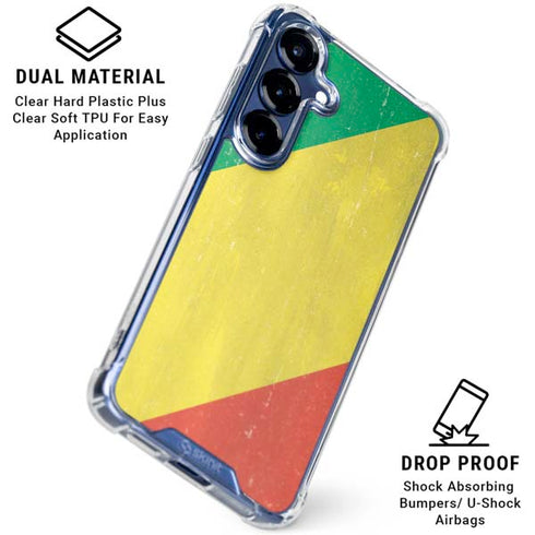 Republic of the Congo Flag Distressed Galaxy S25 Clear Case