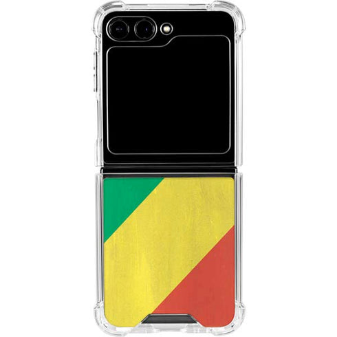 Republic of the Congo Flag Distressed Galaxy Z Flip6 Clear Case