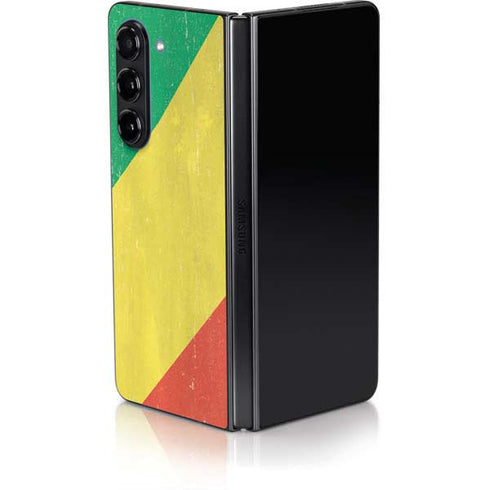 Republic of the Congo Flag Distressed Galaxy Z Fold5 5G Skin