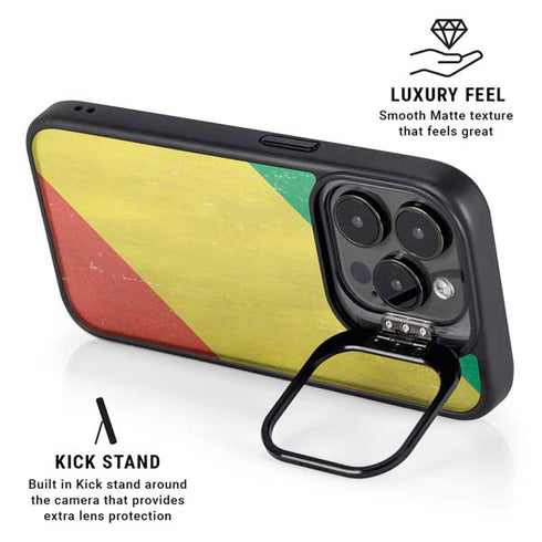 Republic of the Congo Flag Distressed iPhone 15 Pro Max Kickstand Case