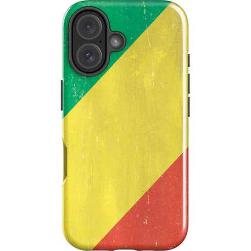 Republic of the Congo Flag Distressed iPhone 16 Impact Case