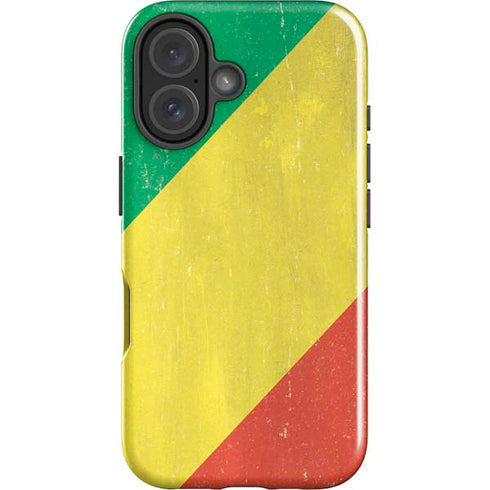 Republic of the Congo Flag Distressed iPhone 16 Plus Impact Case