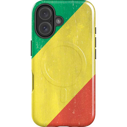 Republic of the Congo Flag Distressed iPhone 16 Plus Magsafe Impact Case