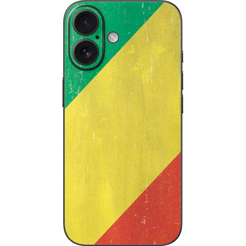 Republic of the Congo Flag Distressed iPhone 16 Skin