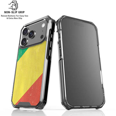 Republic of the Congo Flag Distressed iPhone 18 Pro Clear Case
