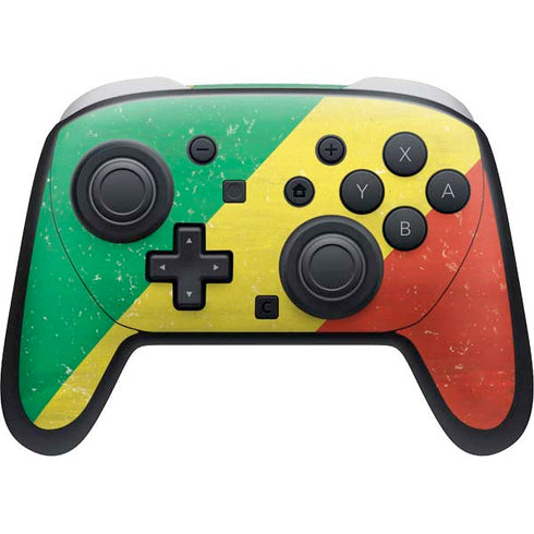 Republic of the Congo Flag Distressed Nintendo Switch 2 (2025) Pro Controller Skin