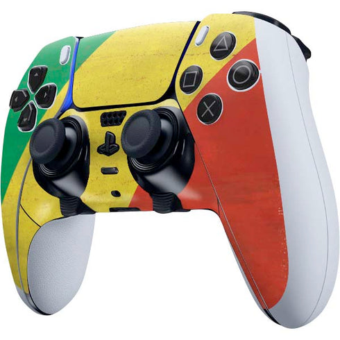 Republic of the Congo Flag Distressed PS5 DualSense Edge Pro Controller Skin