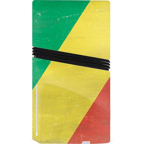 Republic of the Congo Flag Distressed PS5 Pro Disk Console Skin