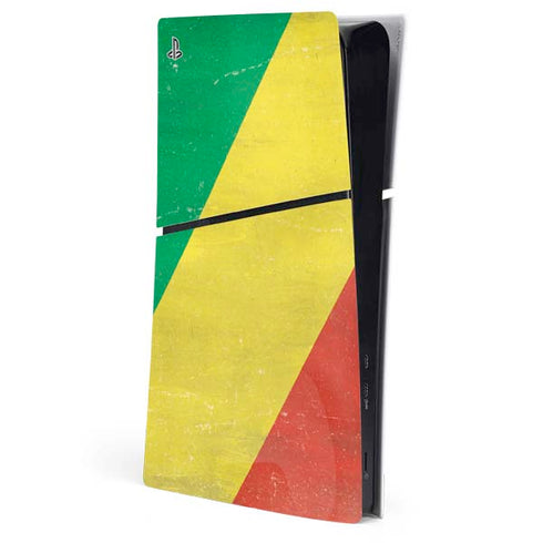 Republic of the Congo Flag Distressed PS5 Slim Digital Edition Console Skin