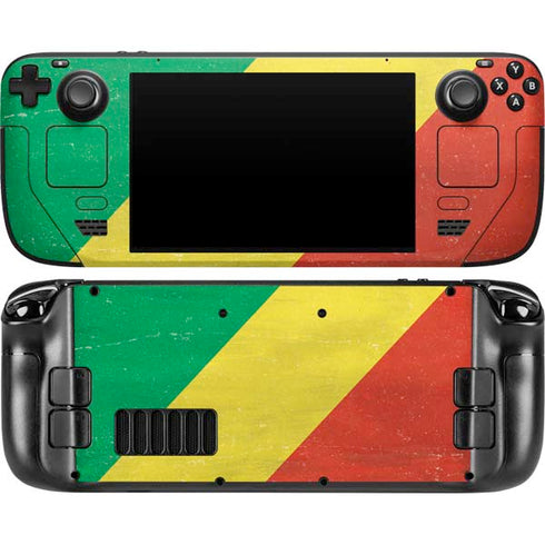 Republic of the Congo Flag Distressed Steam Deck Handheld Gaming Computer OLED Skin