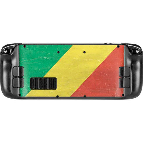 Republic of the Congo Flag Distressed Steam Deck Handheld Gaming Computer OLED Skin