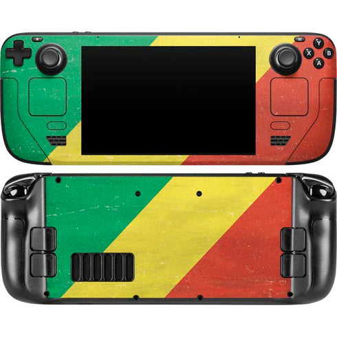 Republic of the Congo Flag Distressed Steam Deck Handheld Gaming Computer Skin