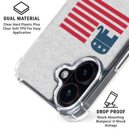 Republican American Flag iPhone 16 Plus Clear Case