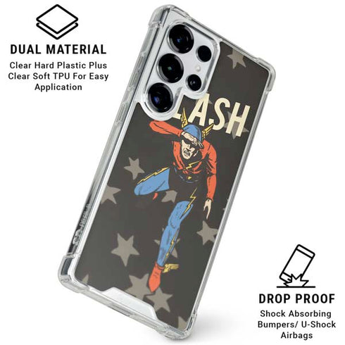DC Comics The Flash Retro Action Pose Galaxy S25 Ultra Clear Case