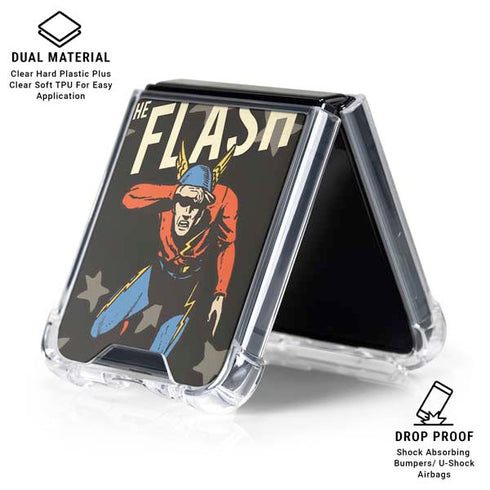 DC Comics The Flash Retro Action Pose Galaxy Z Flip6 Clear Case