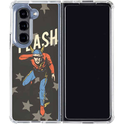 DC Comics The Flash Retro Action Pose Galaxy Z Fold5 5G Clear Case