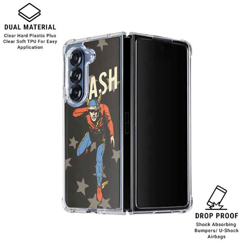 DC Comics The Flash Retro Action Pose Galaxy Z Fold6 Clear Case