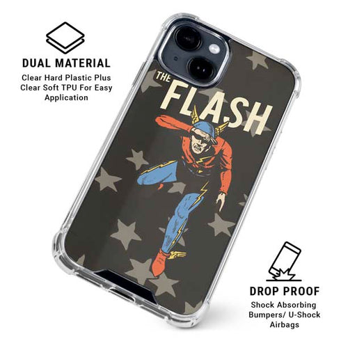 DC Comics The Flash Retro Action Pose iPhone 15 Clear Case