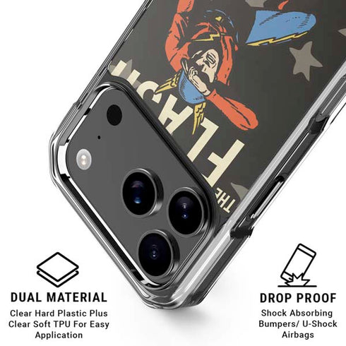 DC Comics The Flash Retro Action Pose iPhone 18 Pro Clear Case
