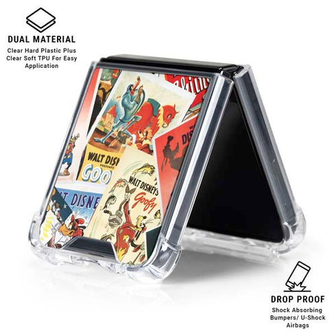 Disney Friends Retro Goofy Stamps Art Galaxy Z Flip6 Clear Case