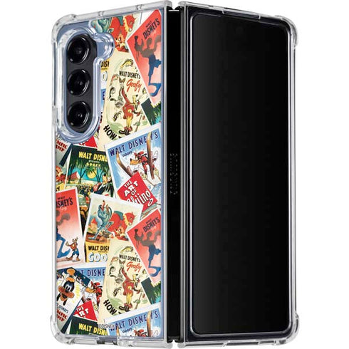 Disney Friends Retro Goofy Stamps Art Galaxy Z Fold5 5G Clear Case