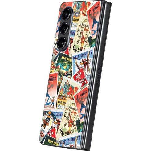 Disney Friends Retro Goofy Stamps Art Galaxy Z Fold5 5G Skin