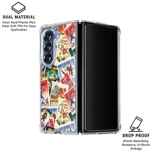 Disney Friends Retro Goofy Stamps Art Galaxy Z Fold6 Clear Case