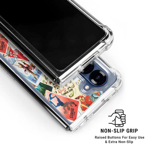 Disney Friends Retro Goofy Stamps Art Galaxy Z Fold6 Clear Case