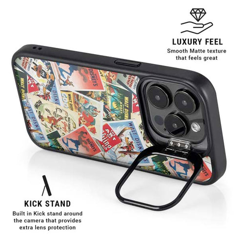 Disney Friends Retro Goofy Stamps Art iPhone 15 Pro Max Kickstand Case