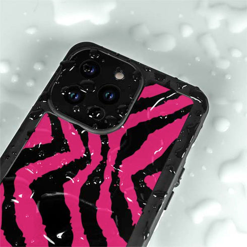 Retro Zebra iPhone 15 Pro Waterproof Case