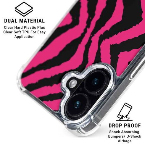 Retro Zebra iPhone 16 Plus Clear Case