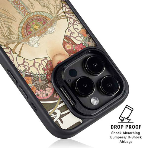Alphonse Mucha Reverie 1897 iPhone 15 Pro Kickstand Case