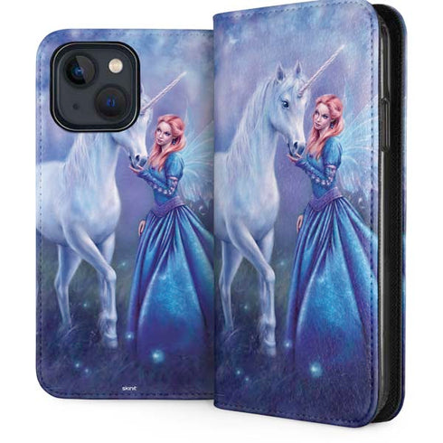 Rhiannon Fairy and Unicorn by Rachel Anderson iPhone 15 Plus Folio Case