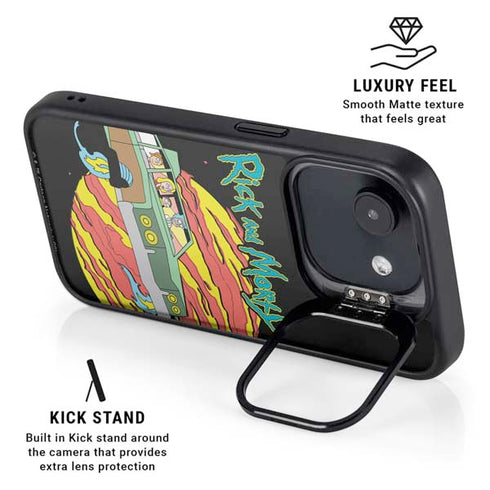Adult Swim Rick and Morty Family Wagon iPhone 16e Kickstand Case